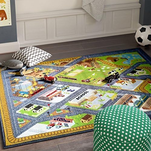 KC Cubs 3x5 Country Farm Construction Car Road Street Rug – Educational Carpet Play Mat for Kids, Toddlers, Nursery, Classroom, Playroom, Baby Daycare - Image 6
