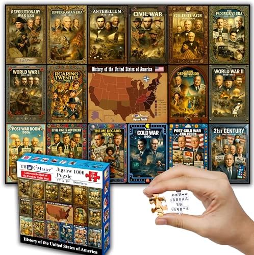 Think2Master History of the United States 1000 Pieces Large Format Jigsaw Puzzle: 13+, Seniors, Adults. Great Gift. Presidents, Key Events & ERAS from 1776 to Today. Size: 26.8” X 18.9” by Think2Master
