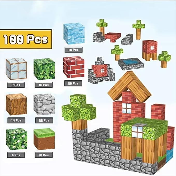 Magnetic Building Blocks 100PCS - Strong Magnets Construction Cubes for Kids Ages 3-8, STEM Educational Toys for Boys & Girls - Image 2
