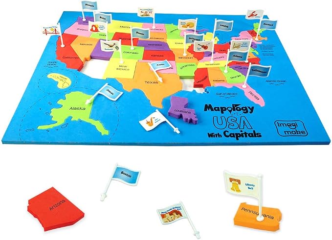 Imagimake Mapology USA Map Jigsaw Puzzle, Learn States, Capitals with Flags by Imagimake