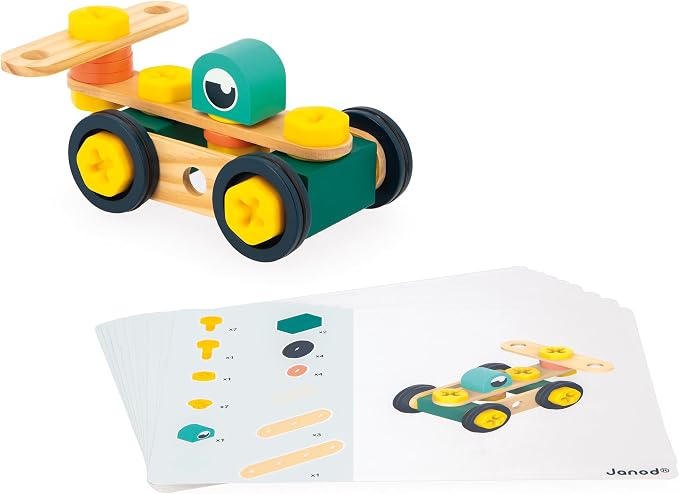 Janod - Brico'Kids J06454 100-Piece Barrel - Building Game Child - 98 Components + 2 Tools - Role Play - Promotes Hand Dexterity and Creativity - From 3 Years - Image 9