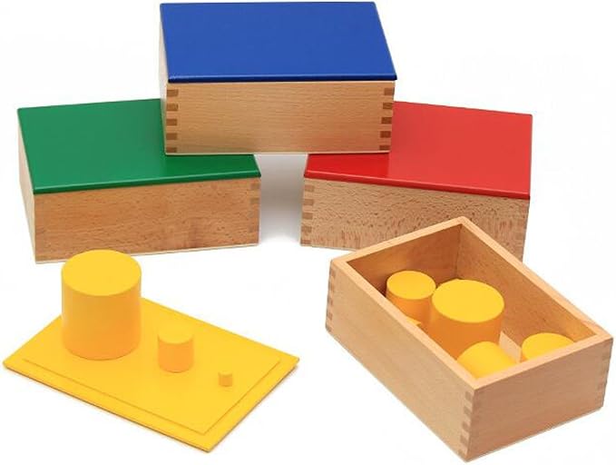 YHZAN Montessori Sensorial Material Knobless Cylinders Kids Wooden Toy (Set of 4) Early Development Tool for Toddlers Wooden Blocks - Image 2