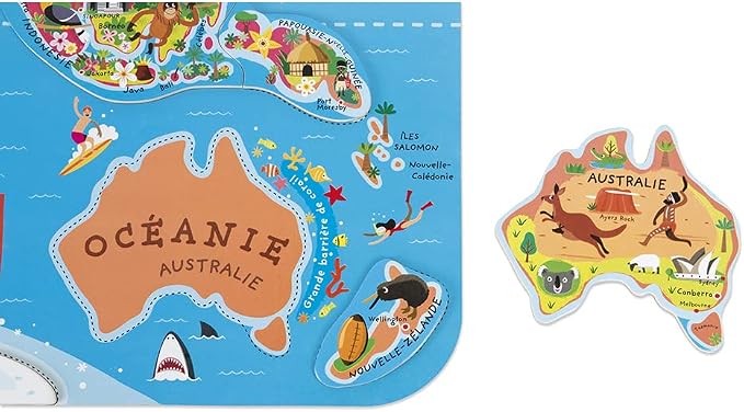 Janod J05500 Wooden Magnetic World Map Puzzle 92 Pieces, French Version - Image 5