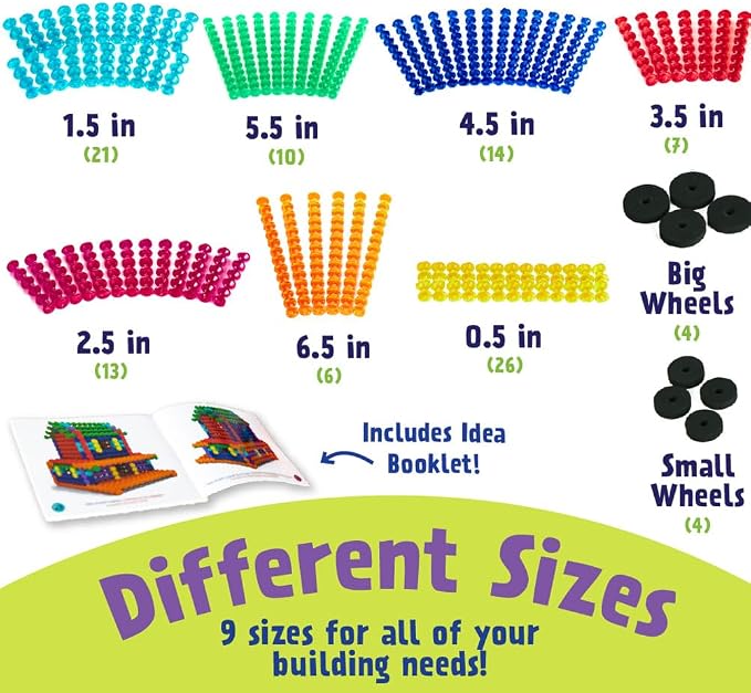 POPULAR PLAYTHINGS Playstix Translucent Set, 105 Piece, Building Sticks Kit - Image 5