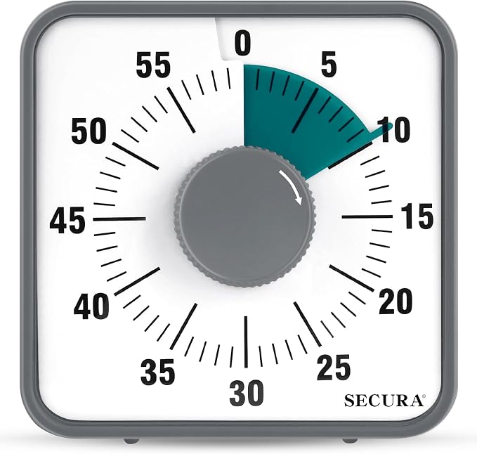 Secura 7.5 Inch Visual Timer, 60 Minute Visual Oversize Countdown Timer for Kids and Adults, Durable Mechanical Time Management Tool (Dark Green) by Secura