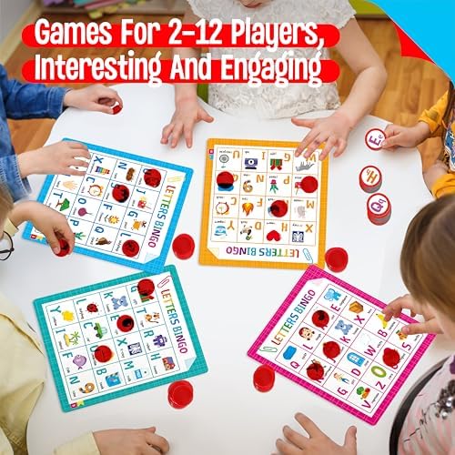 Alphabet & Phonics Bingo Game, 12 Bingo Boards ABC Letters, CVC Blends Words Phonetic Game, Letters Phonetic Awareness Early Educational Learning Toys - Ages 4 and up, Perfect for Classroom & At Home - Image 6