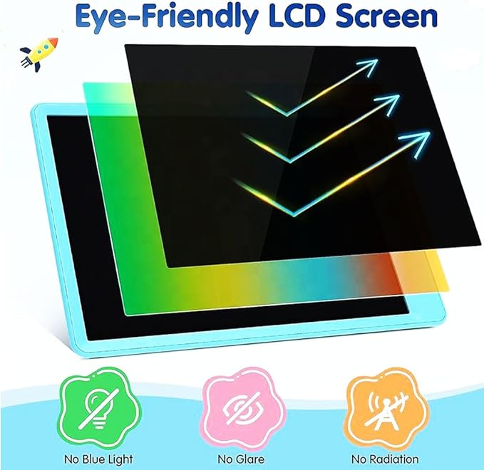 Kids LCD Writing Tablet, 10.5 Inch Colorful Electronic Board Drawing Pad, Electronic Erasable Doodle Tablet for Boys Girls Gifts for Toddler Educational Travel Birthday(Blue)