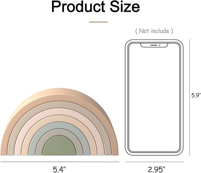 MCGMITT Rainbow Stacking Toy, Silicone Rainbow Stacker for Toddlers, Montessori Nesting Blocks, Building Creative Color Shape Matching Toy Set, 7 Layers (Brown) - Image 6