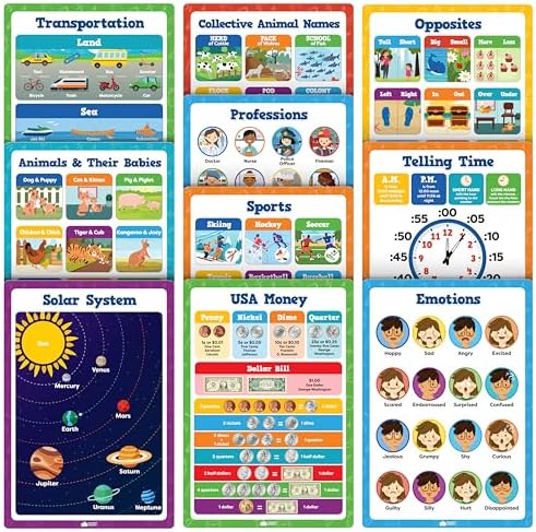 Educational Learning Posters for Toddlers 1-3 - 20pc Classroom Toddler Learning Posters - 16” x 11” Classroom Decor, Back to School Teacher Supplies - Kindergarten Preschool Classroom Must Haves - Image 3