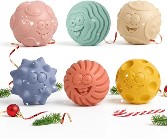 6PCS Sensory Balls for Baby, Soft Textured Balls for Infants & Toddlers 6-12 Months, Colorful Infant Ball Toys for Tummy Time & Learning, Montessori Gift for Baby Boys & Girls