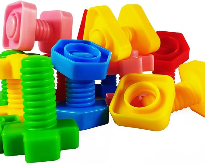 Jumbo Nuts and Bolts for Toddlers - 40 Pcs Screw Toys for Toddlers 3 - Occupational Therapy Toy with Storage Tote and Book - Shape Sorter Fine Motor Toy - Manipulatives for Preschoolers - Image 3