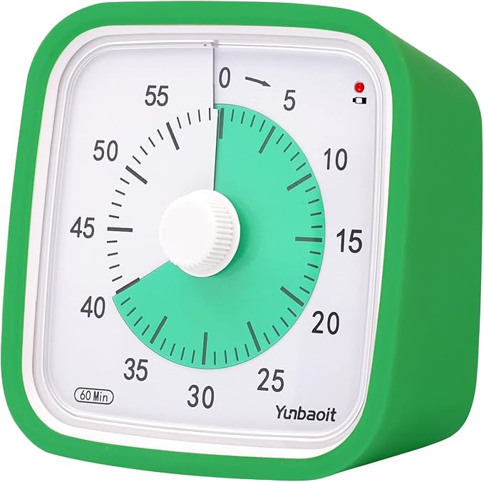 Yunbaoit Visual Timer for Kids, Silent 60-min Countdown Timer, Green Green by Yunbaoit
