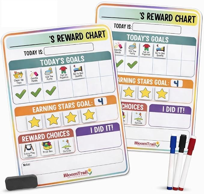 Reward Charts for Toddlers – Magnetic Daily Routine & Behavior Chart for Kids, Positive Reinforcement System for Home & Classroom (2 Pack) by Unknown