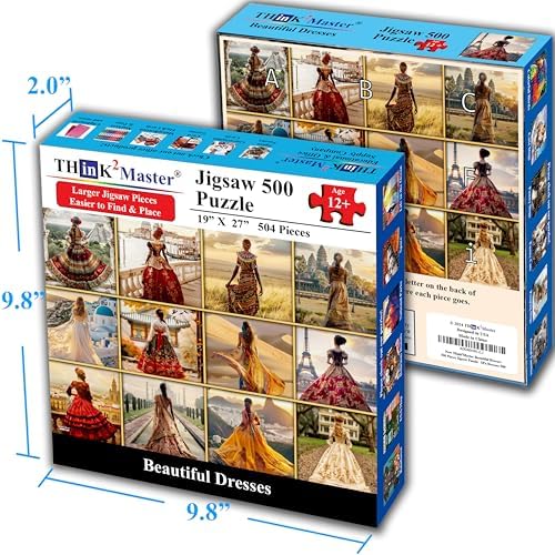 Think2Master Beautiful Dresses from Around The World 500 Pieces Very Large Pieces Jigsaw Puzzle for 13+ Adults & Seniors. Elegant Dresses Vibrant Colors, Cultural Art Size: 26.8” X 18.9” - Image 5