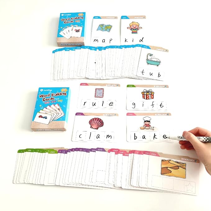 CVC CVCC CVCE CCVC Word Building Activity Cards 100 Writing & Spelling Phonics Flash Cards with 200 Words Phonemic Awareness Classroom Must Have Sight Words Practice Kindergarten Homeschool Supplies - Image 8