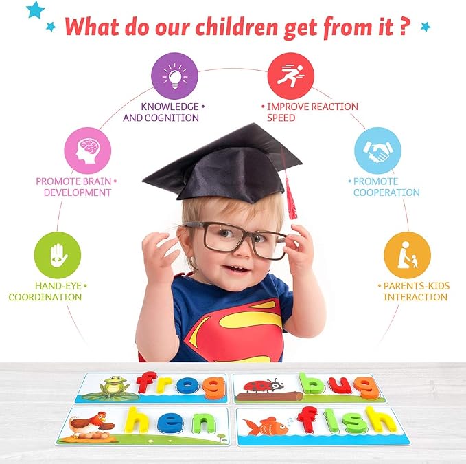 KMUYSL Learning Toys for 3 4 5 6 Years Old Boys and Girls - See & Spell CVC Word Builders with Alphabet Cards for Kids, Preschool Learning Activities Toys, Idea Birthday Gifts for Age 3-5 4-6 Kids - Image 6