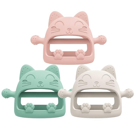 3 Pack Silicone Baby Teether Toys for 0-6 Months - Never Drop Chew Toys for Teething Relief, Pacifiers - Ideal Baby Shower Gifts