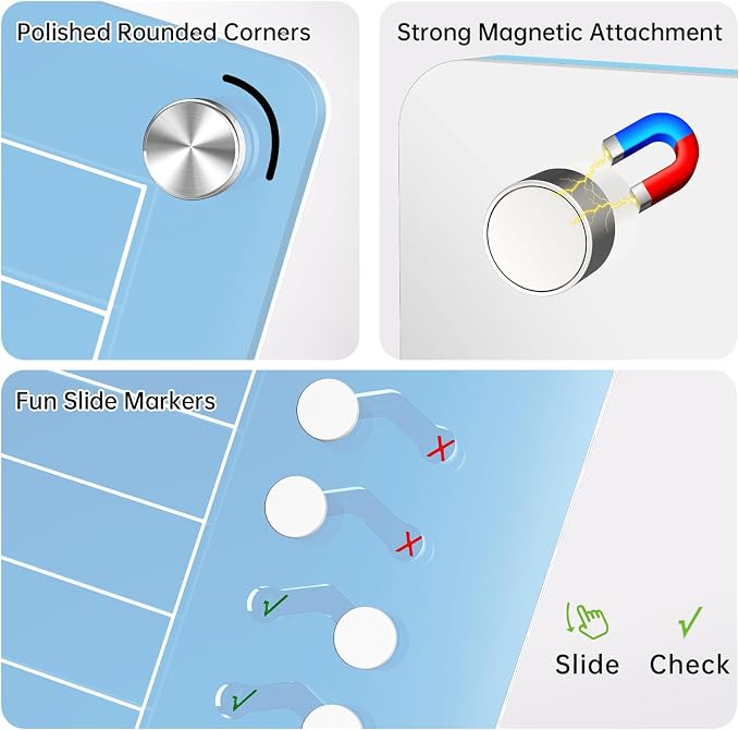 NiHome Magnetic Chore Chart with Sliders, Acrylic to Do List Planning Board - Image 4