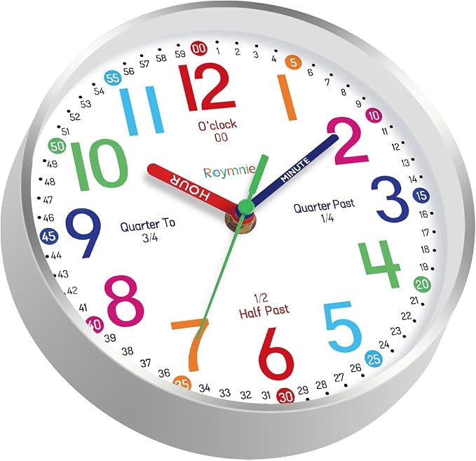 Roymnie 14" Wall Clock for Kids Learning Silent Battery Operated Teaching - Image 8