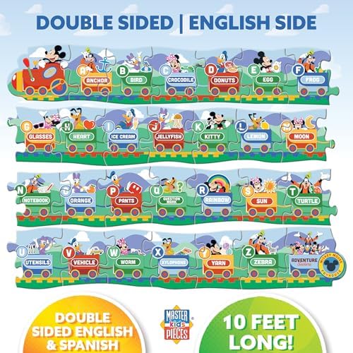 MasterPieces Disney Educational Floor Puzzle - Jumbo 28 Piece Wood Jigsaw Puzzle for Families - Mickey ABC Train - Ages 3+ - Image 3