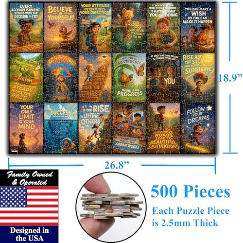 Think2Master Motivational & Inspirational Collage 500 Pieces Very Large Pieces Jigsaw Puzzle: 13+, Teens, Adults & Seniors. Fosters Growth Mindset - Vibrant Wall Art. Great Gift. Size: 26.8” X 18.9” - Image 6