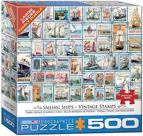 EuroGraphics (EURHR) Sailing Ships Vintage Stamps 500Piece Puzzle 500Piece Jigsaw Puzzle by EuroGraphics