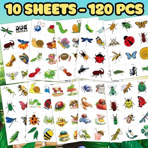 120 PCS Bug Temporary Tattoos for Kids Toddlers - Image 3