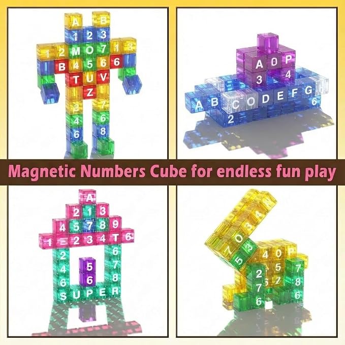 Magnetic Alphabet Blocks Letters Numbers 40pcs Travel STEM Kids 3-8 - Image 7