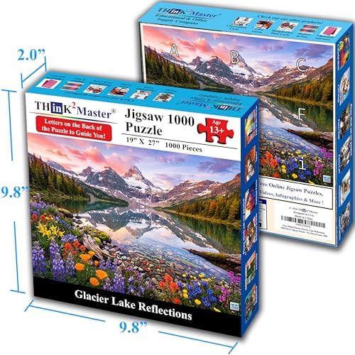 Think2Master Glacier Lake Reflections 1000 Pieces Large Format Jigsaw Puzzle: 13+, Teens, Adults & Families. Rocky Mountains Alpine Lake. Great Gift for Nature, Hiking, Camping. Size: 26.8” X 18.9” - Image 4