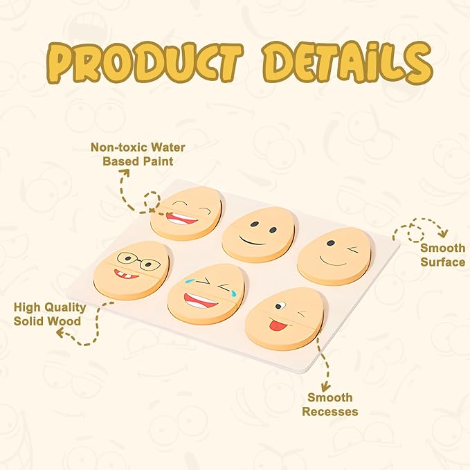 Montessori Toys for 3+ Year Old, Wooden Facial Expressions Sorting Toys for Kids, Wooden Expression Matching Puzzle Block Game Preschool Educational Toys Gifts Stocking Stuffers for Kids (32 Pcs) - Image 5