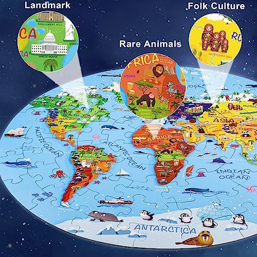 DIGOBAY World Map Jigsaw Puzzle for Kids 4-8, 70 Piece Large Round Floor Puzzles for Kids Ages Toddler Puzzle Globe Geography Games Educational Toys Birthday for Children - Image 4