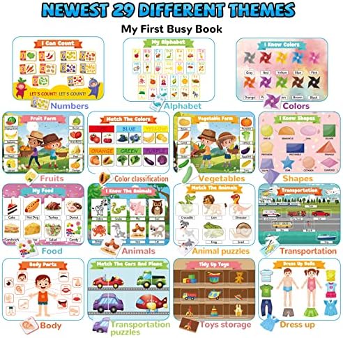 Huijing Toddler Activities Preschool Learning Busy Book - 29 Themes Binder Montessori Toys for Toddlers, Workbook Activity Autism Materials and Tracing Coloring - Image 4