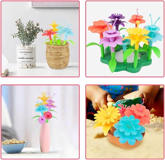 CENOVE Birthday Toys Gift for 3 4 5 6 7 Year Old Girls and Boys,Flower Garden Building Toy with Carry Box, STEM Toys for Preschool Children Educational Activity Toys - Image 2