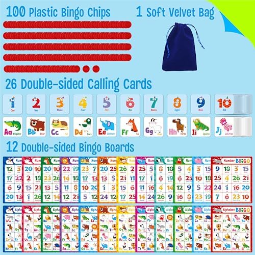 SpriteGru Alphabet Bingo Game, Uppercase/Lowercase/Number Bingo Game ABC and 123 Bingo Board Game for Kindergarten and Preschool Kids 4+, Perfect for Classroom & At Home - Image 2