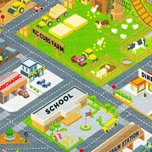 KC Cubs 5x7 Country Farm Construction Car Road Street Rug – Educational Carpet Play Mat for Kids, Toddlers, Nursery, Classroom, Playroom, Baby Daycare - Image 5