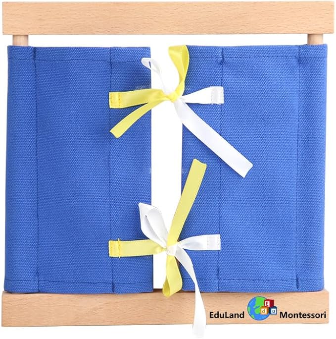 Practical Life Dressing Frames Set: Velcro Frame, Big Button Frame, Buckle and Strap Frame, Snap Fastener Frame, Lacing Frame, Bow Tying Frame, Zipper Frame, and Flower Knot Frame - Image 4