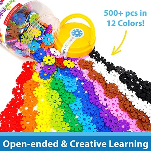 Brain Flakes 500 Piece Set, Ages 3+, Interlocking Plastic Disc Toy for Creative Building, Educational STEM Learning, Construction Block Play for Kids, Teens, Adults, Boys, and Girls - Image 4
