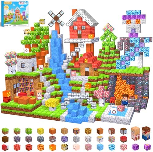 EchoPlan Magnetic Blocks, 200PCS Magnetic Building Blocks for Kids Ages 3+ by EchoPlan