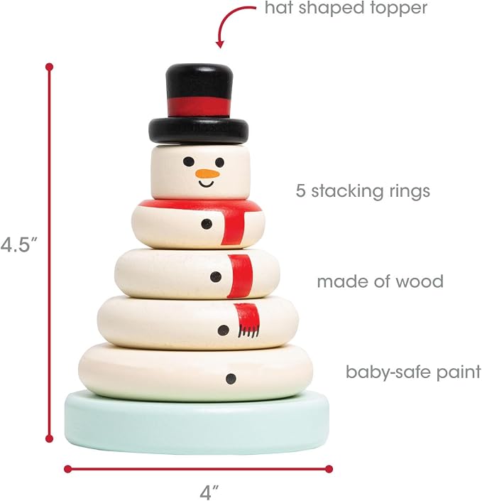Pearhead Christmas Snowman Stacking Toy Set, Holiday Toys for Toddlers - Image 3
