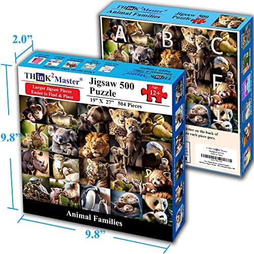 Think2Master Animal 500 Pieces Jigsaw Puzzle with Very Large Jigsaw Pieces. for Adults, Seniors. Great Gift 13+ Size: 26.8” x 18.9” - Image 5