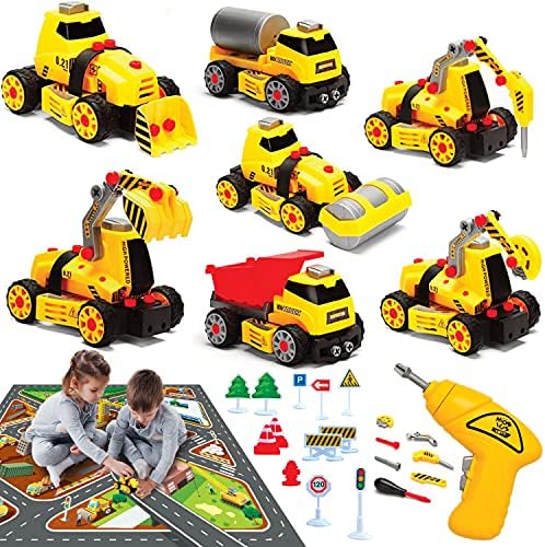 MOBIUS Toys 7-in-1 Take-Apart Truck Construction Set – STEM Building Toy w/Drill, Lights & Sounds – Buildable Dump Truck, Excavator & More - Educational Engineering Toy for Kids Ages 3–8 by MOBIUSToys
