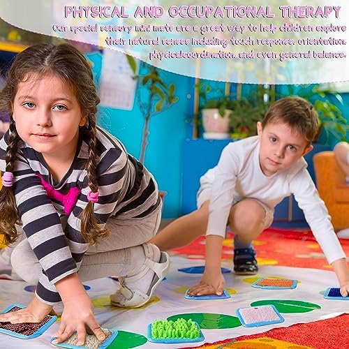 Boao 8 Set Mini Sensory Mats for Autism Kids Sensory Floor Tiles, Square - Image 3