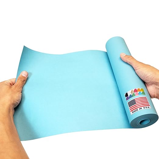 9" x 1200" USA-Made Light Blue Kraft Paper Roll, 45 Lbs/66 GSM Thickness, American Quality Colored Roll Paper for School, Bulletin Board, Crafts - Odorless, Non-Toxic, Safe for Kids