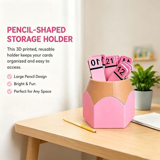 Pencil Number Counting Set, Number Matching Set 1-30, Reusable Math Manipulatives for Sequencing, Matching, Classroom Draws, Learning Games, Preschool and Elementary，Pink - Image 2