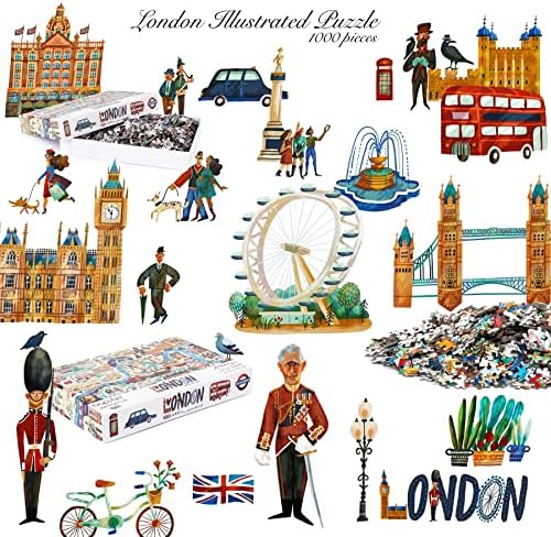 Jigsaw Puzzles 1000 Pieces for Adults - London Illustrated Theme 1000 Piece Puzzle - Adults and Kids Jigsaw Puzzle London Including King Charles III and Queen Elizabeth II - 100% Recycled by bopster - Image 6