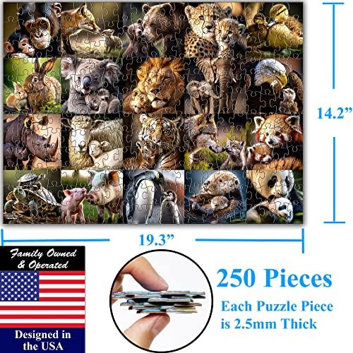 Think2Master Animal Families 250 Pieces Jigsaw Puzzle Featuring heartwarming Mammals & Birds. Puzzle for Adults & Seniors, Large Pieces, Great Gift Size: 14.2” X 19.3” - Image 2