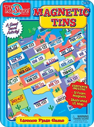Bendon License Plate Games Magnetic Activity Tin for Kids Road Trip Travel Game for Kids Ages 5+ Family Fun by BendonInc