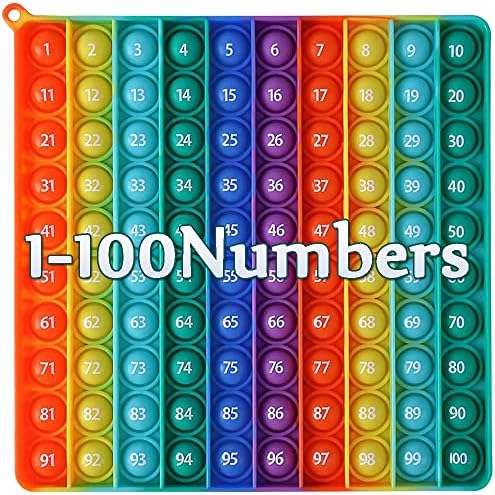 AK-SHIP 7.8in Big Size P0pp Math Toys , Rainbow Square Fidget Ttoy 100bubbles Stress Relieving Fidget Game for Teachers to Create Kinds of Math Manipulatives【with 1-100 Numbers Tables】 by AK-SHIP