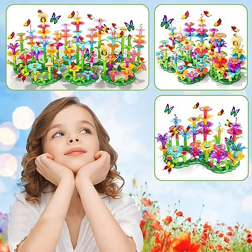 Doloowee 238Pcs Flower Garden Building Toys for Girls 3 4 5 6 7 Year Old, Upgrade DIY Building Stacking Toys, STEM Preschool Educational Toddler Toys Brain Development Kindergarten Kids Toy - Image 3