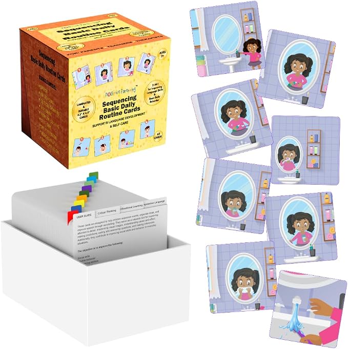 Sequencing Basic Daily Routine Conversation Cards | Learning Material for Social Skills & Emotional Intelligence | Speech Therapy Resources | ESL, Articulation, Storytelling, Sequencing Card Game by PositiveParening